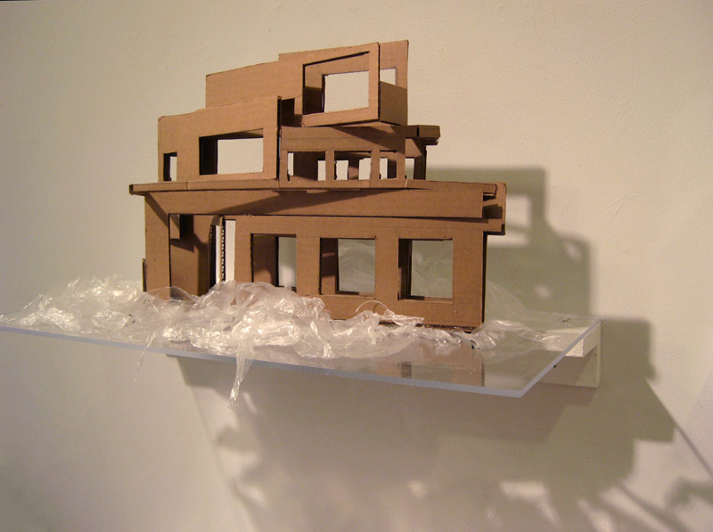 Cardboard house wall sculpture