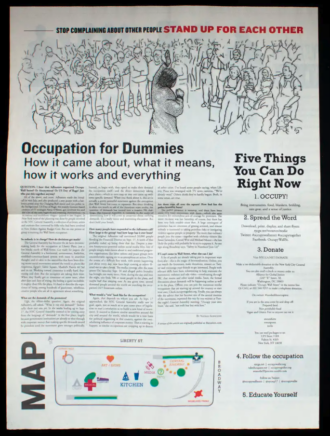 Occupied Wall Street Journal page with a large dot illustration in the header